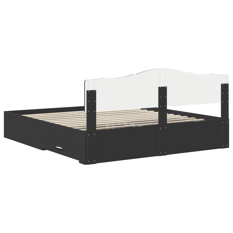Casa si Gradina - Mobilier - Paturi si accesorii - Paturi - Cadru de pat cu headboard Negru 180 x 200 cm Lemn compozit - Infinity.ro