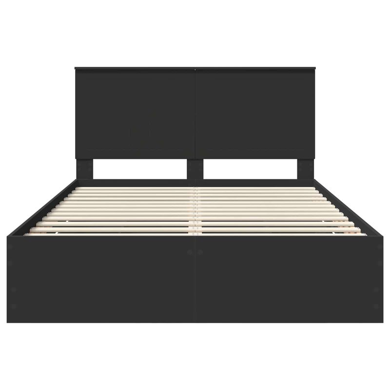 Casa si Gradina - Mobilier - Paturi si accesorii - Paturi - Cadru de pat cu sertar Negru 140 x 190 cm Lemn Ingineresc - Infinity.ro