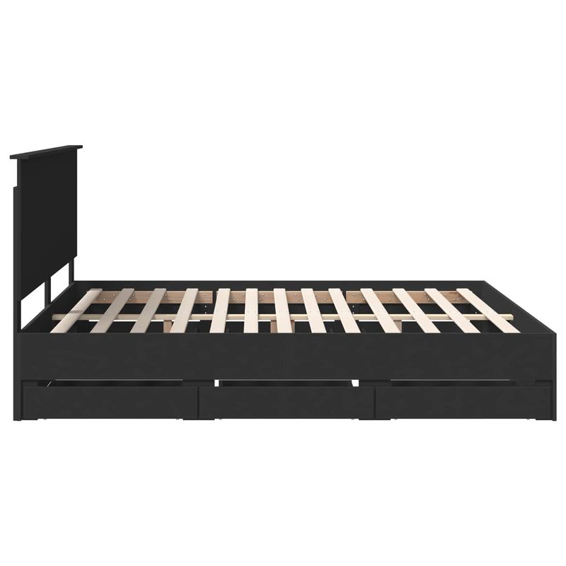 Casa si Gradina - Mobilier - Paturi si accesorii - Paturi - Cadru de pat cu sertar Negru 180 x 200 cm Lemn Ingineresc - Infinity.ro