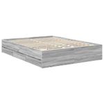 Casa si Gradina - Mobilier - Paturi si accesorii - Paturi - Cadru de pat cu sertar Gri Sonoma 150 x 200 cm Lemn Ingineresc - Infinity.ro