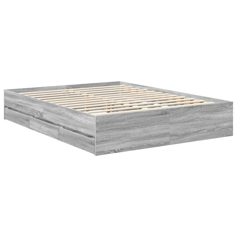 Casa si Gradina - Mobilier - Paturi si accesorii - Paturi - Cadru de pat cu sertar Gri Sonoma 150 x 200 cm Lemn Ingineresc - Infinity.ro