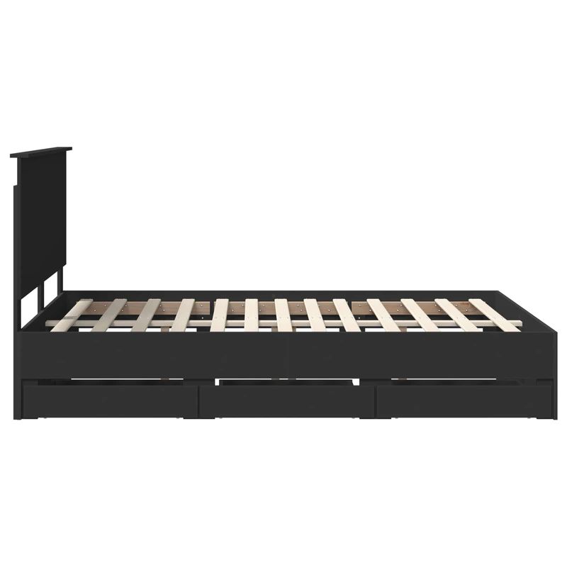 Casa si Gradina - Mobilier - Paturi si accesorii - Paturi - Cadru de pat cu sertar Negru 140 x 190 cm Lemn Ingineresc - Infinity.ro