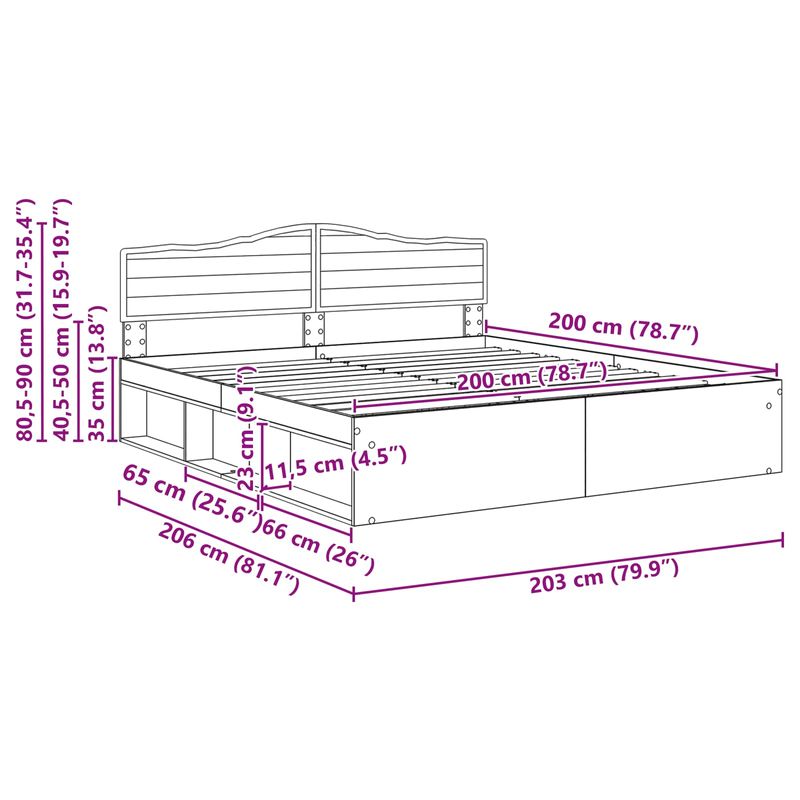 Casa si Gradina - Mobilier - Paturi si accesorii - Paturi - Cadru de pat cu headboard Alb 200 x 200 cm Lemn de pin masiv - Infinity.ro