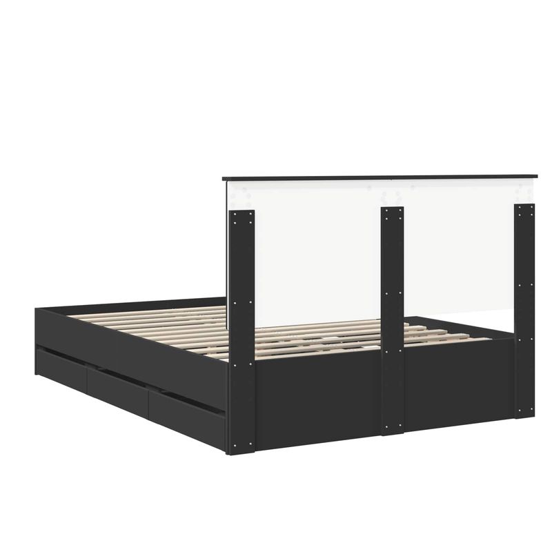 Casa si Gradina - Mobilier - Paturi si accesorii - Paturi - Cadru de pat cu sertar Negru 140 x 190 cm Lemn Ingineresc - Infinity.ro