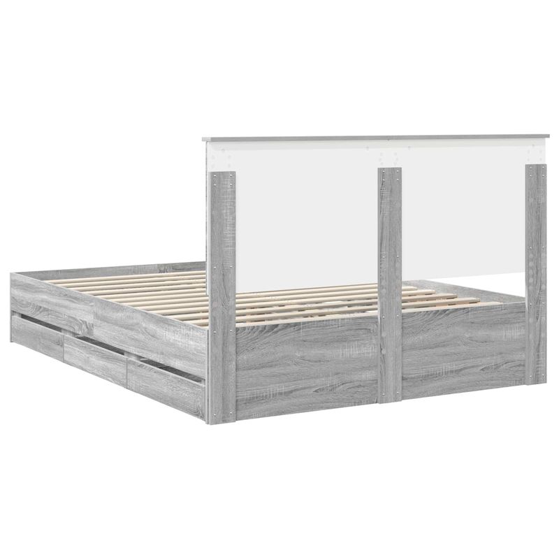 Casa si Gradina - Mobilier - Paturi si accesorii - Paturi - Cadru de pat cu sertar Gri Sonoma 150 x 200 cm Lemn Ingineresc - Infinity.ro