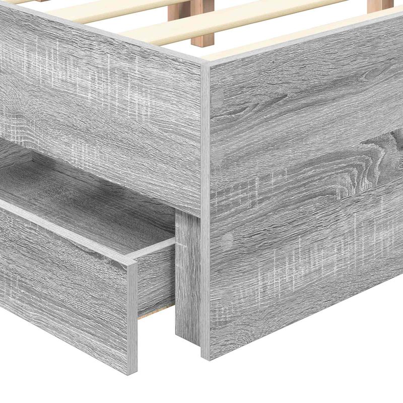 Casa si Gradina - Mobilier - Paturi si accesorii - Paturi - Cadru de pat cu sertar Gri Sonoma 150 x 200 cm Lemn Ingineresc - Infinity.ro