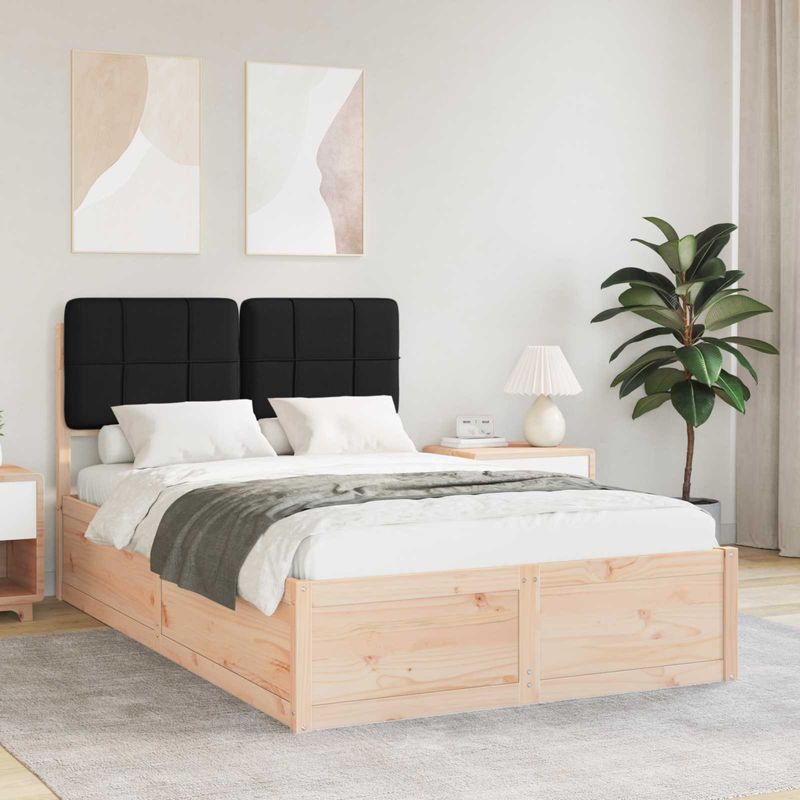 Casa si Gradina - Mobilier - Paturi si accesorii - Paturi - Cadru de pat cu tablie tapitata cu headboard Negru 120 x 200 cm - Infinity.ro