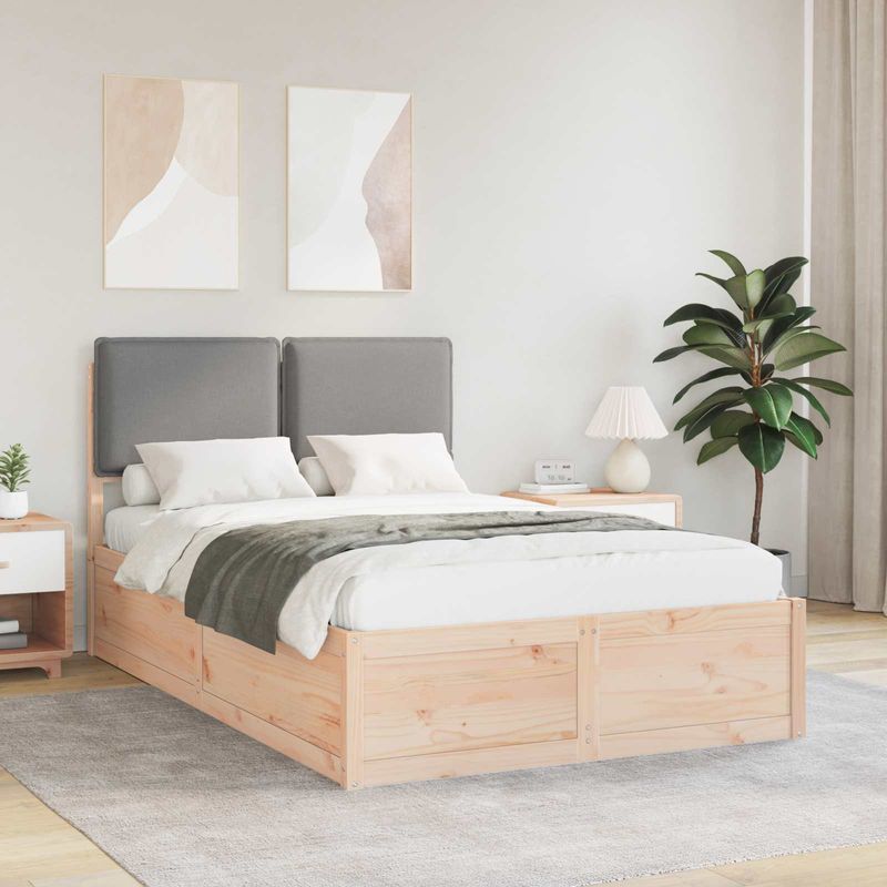 Casa si Gradina - Mobilier - Paturi si accesorii - Paturi - Cadru de pat cu tablie tapitata Gri deschis 120 x 190 cm - Infinity.ro