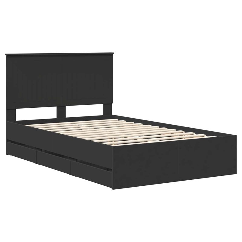 Casa si Gradina - Mobilier - Paturi si accesorii - Paturi - Cadru de pat cu sertar Negru 120 x 200 cm Lemn Ingineresc - Infinity.ro