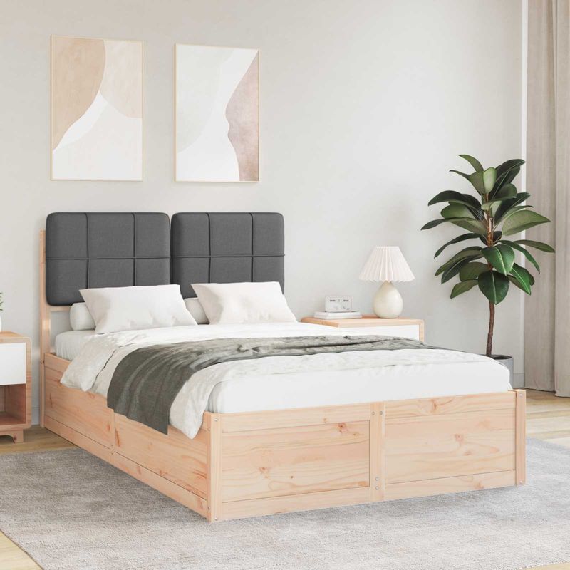 Casa si Gradina - Mobilier - Paturi si accesorii - Paturi - Cadru de pat cu tablie tapitata Gri inchis 120 x 200 cm - Infinity.ro