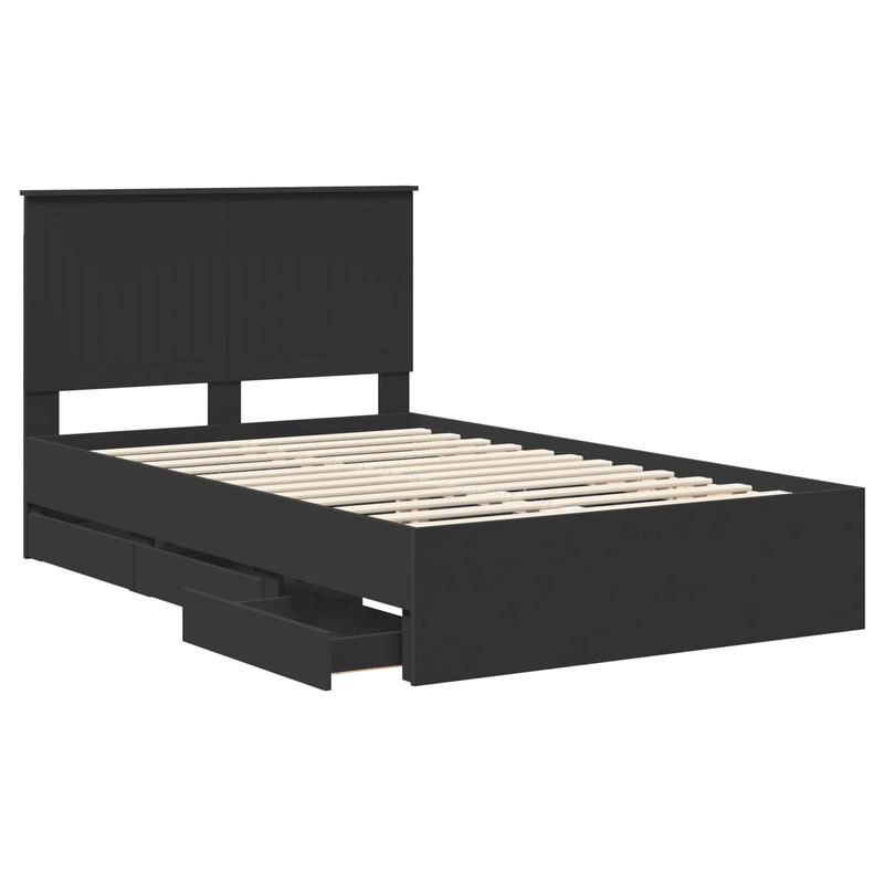 Casa si Gradina - Mobilier - Paturi si accesorii - Paturi - Cadru de pat cu sertar Negru 120 x 200 cm Lemn Ingineresc - Infinity.ro