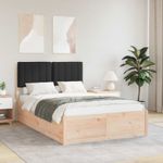 Casa si Gradina - Mobilier - Paturi si accesorii - Paturi - Cadru de pat cu tablie tapitata cu headboard Negru 120 x 200 cm - Infinity.ro