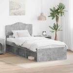 Casa si Gradina - Mobilier - Paturi si accesorii - Paturi - Cadru de pat Gri Concret 75 x 190 cm Lemn de pin masiv - Infinity.ro