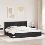 Casa si Gradina - Mobilier - Paturi si accesorii - Paturi - Cadru de pat cu sertar Negru 200 x 200 cm Lemn Ingineresc - Infinity.ro