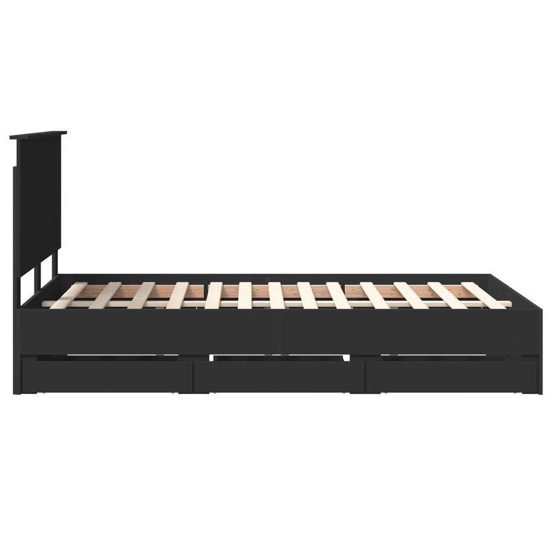 Casa si Gradina - Mobilier - Paturi si accesorii - Paturi - Cadru de pat cu sertar Negru 120 x 200 cm Lemn Ingineresc - Infinity.ro
