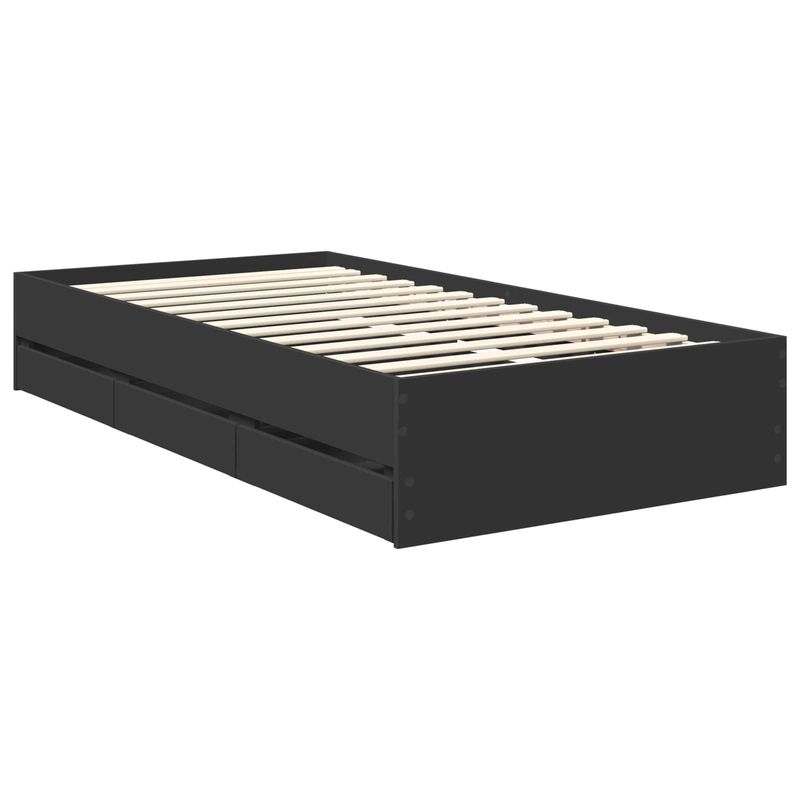 Casa si Gradina - Mobilier - Paturi si accesorii - Paturi - Cadru de pat cu sertar Negru 90 x 200 cm Lemn Ingineresc - Infinity.ro