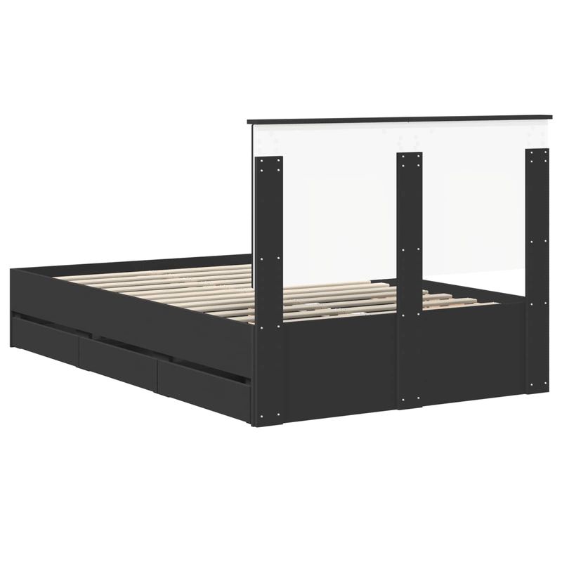 Casa si Gradina - Mobilier - Paturi si accesorii - Paturi - Cadru de pat cu sertar Negru 120 x 200 cm Lemn Ingineresc - Infinity.ro