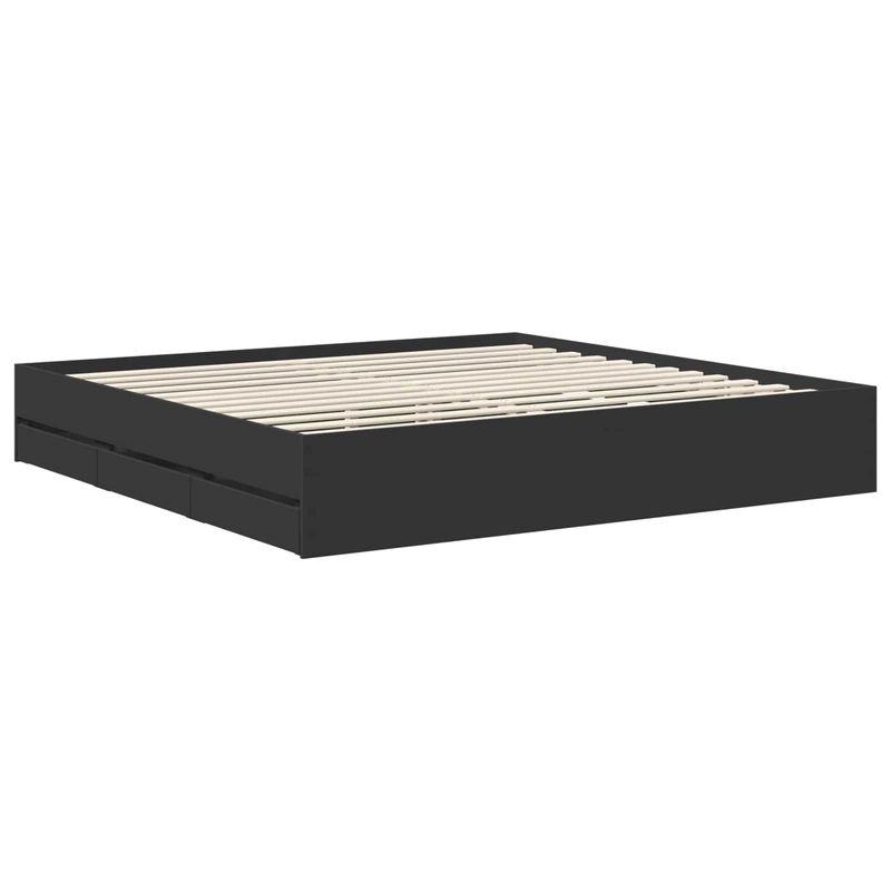 Casa si Gradina - Mobilier - Paturi si accesorii - Paturi - Cadru de pat cu sertar Negru 200 x 200 cm Lemn Ingineresc - Infinity.ro