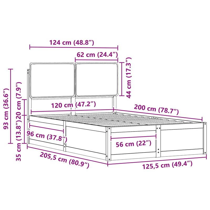 Casa si Gradina - Mobilier - Paturi si accesorii - Paturi - Cadru de pat cu tablie tapitata cu headboard Negru 120 x 200 cm - Infinity.ro