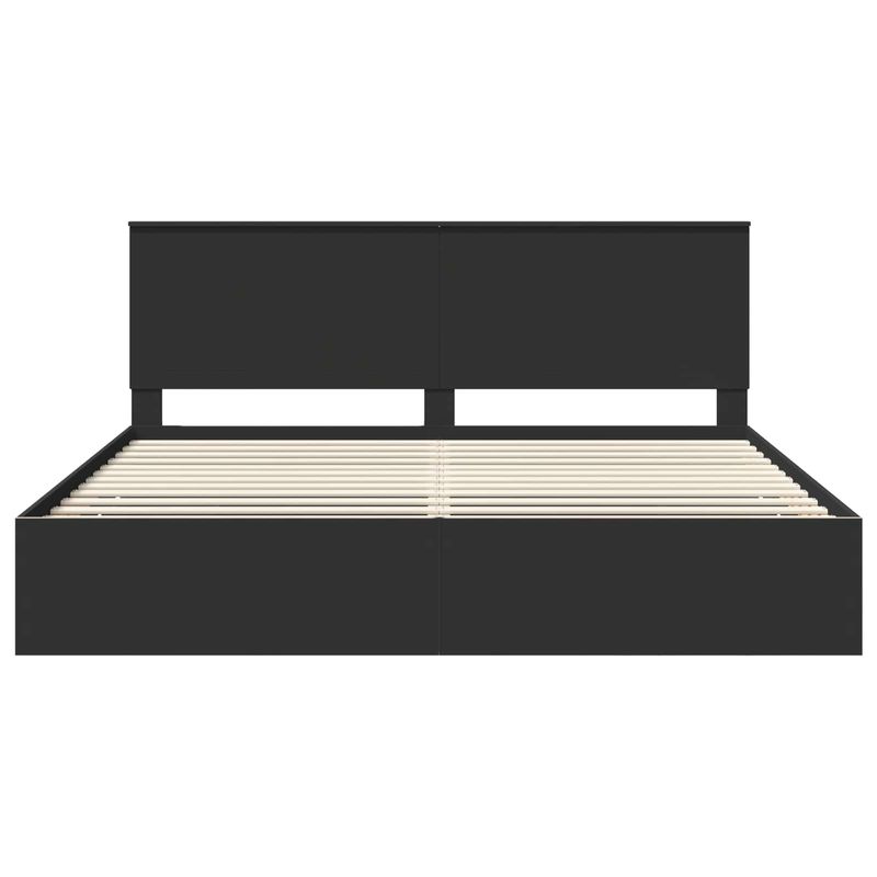Casa si Gradina - Mobilier - Paturi si accesorii - Paturi - Cadru de pat cu sertar Negru 200 x 200 cm Lemn Ingineresc - Infinity.ro