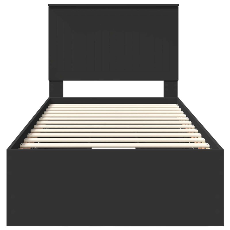 Casa si Gradina - Mobilier - Paturi si accesorii - Paturi - Cadru de pat cu sertar Negru 90 x 200 cm Lemn Ingineresc - Infinity.ro