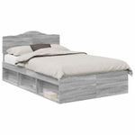 Casa si Gradina - Mobilier - Paturi si accesorii - Paturi - Cadru de pat Gri Sonoma 135 x 190 cm Lemn de pin masiv - Infinity.ro