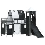 Casa si Gradina - Mobilier - Paturi si accesorii - Paturi - Cadru de pat inalt pentru copii cu perdele, arc, tobogan, turn - Infinity.ro