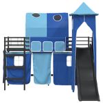 Casa si Gradina - Mobilier - Paturi si accesorii - Paturi - Cadru de pat inalt pentru copii cu perdele, arc, tobogan, turn - Infinity.ro