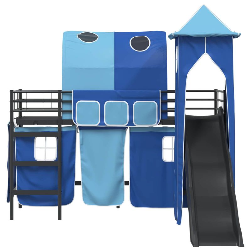 Casa si Gradina - Mobilier - Paturi si accesorii - Paturi - Cadru de pat inalt pentru copii cu perdele, arc, tobogan, turn - Infinity.ro