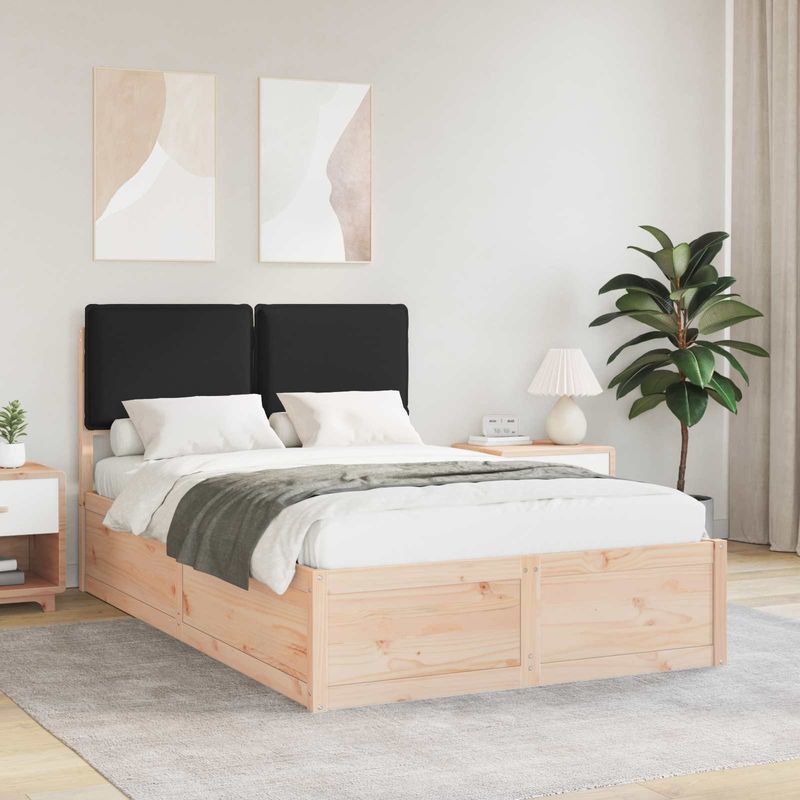 Casa si Gradina - Mobilier - Paturi si accesorii - Paturi - Cadru de pat cu tablie tapitata cu headboard Negru 120 x 190 cm - Infinity.ro