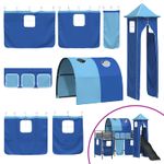 Casa si Gradina - Mobilier - Paturi si accesorii - Paturi - Cadru de pat inalt pentru copii cu perdele, arc, tobogan, turn - Infinity.ro