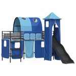 Casa si Gradina - Mobilier - Paturi si accesorii - Paturi - Cadru de pat inalt pentru copii cu perdele, arc, tobogan, turn - Infinity.ro