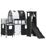 Casa si Gradina - Mobilier - Paturi si accesorii - Paturi - Cadru de pat inalt pentru copii cu perdele, arc, tobogan, turn - Infinity.ro