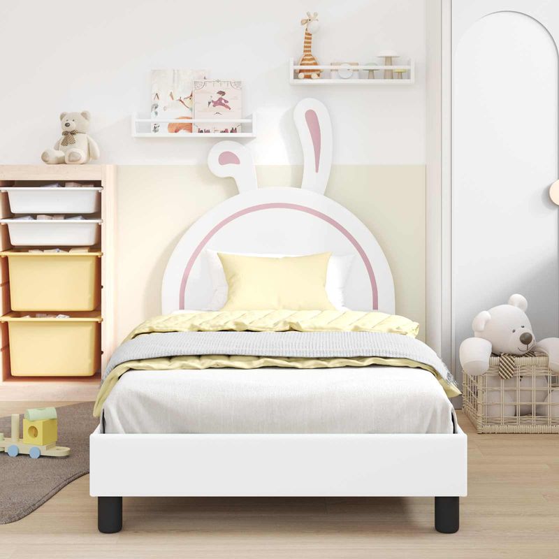 Casa si Gradina - Mobilier - Paturi si accesorii - Paturi - Cadru de pat pentru copii cu spatar Alb 80 x 200 cm PU - Infinity.ro