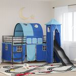 Casa si Gradina - Mobilier - Paturi si accesorii - Paturi - Cadru de pat inalt pentru copii cu perdele, arc, tobogan, turn - Infinity.ro