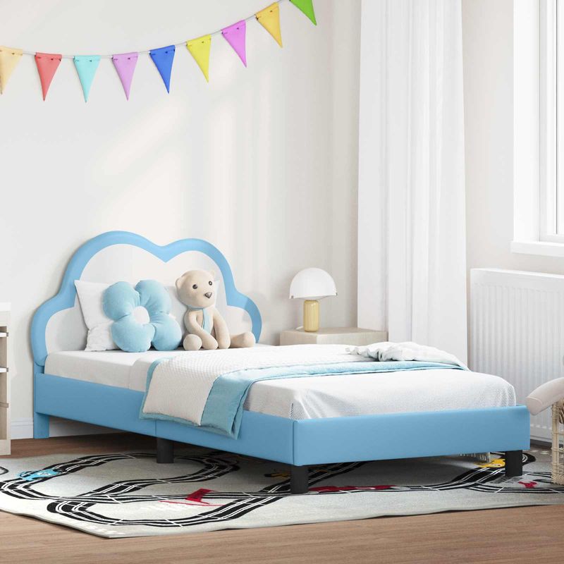Casa si Gradina - Mobilier - Paturi si accesorii - Paturi - Cadru de pat pentru copii cu spatar albastru 90 x 200 cm PU - Infinity.ro