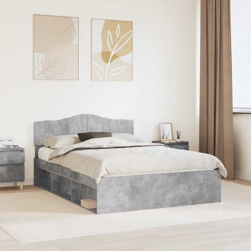 Casa si Gradina - Mobilier - Paturi si accesorii - Paturi - Cadru de pat Gri Concret 150 x 200 cm Lemn de pin masiv - Infinity.ro