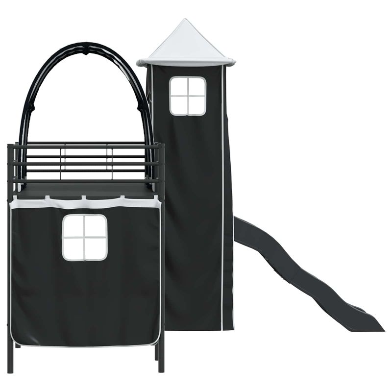 Casa si Gradina - Mobilier - Paturi si accesorii - Paturi - Cadru de pat inalt pentru copii cu perdele, arc, tobogan, turn - Infinity.ro