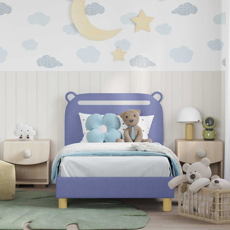 Casa si Gradina - Mobilier - Paturi si accesorii - Paturi - Cadru de pat pentru copii cu spatar Albastru Jeans 80 x 160 cm - Infinity.ro