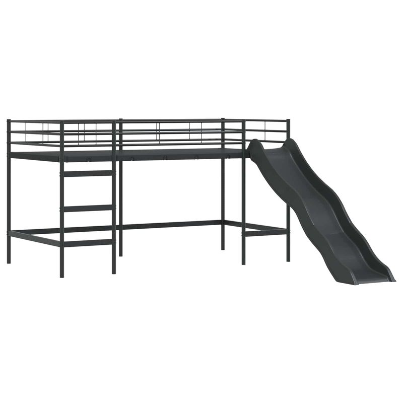 Casa si Gradina - Mobilier - Paturi si accesorii - Paturi - Cadru de pat inalt pentru copii cu perdele, arc, tobogan, turn - Infinity.ro