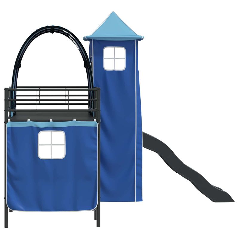 Casa si Gradina - Mobilier - Paturi si accesorii - Paturi - Cadru de pat inalt pentru copii cu perdele, arc, tobogan, turn - Infinity.ro
