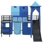 Casa si Gradina - Mobilier - Paturi si accesorii - Paturi - Cadru de pat inalt pentru copii cu perdele, arc, tobogan, turn - Infinity.ro
