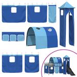 Casa si Gradina - Mobilier - Paturi si accesorii - Paturi - Cadru de pat inalt pentru copii cu perdele, arc, tobogan, turn - Infinity.ro