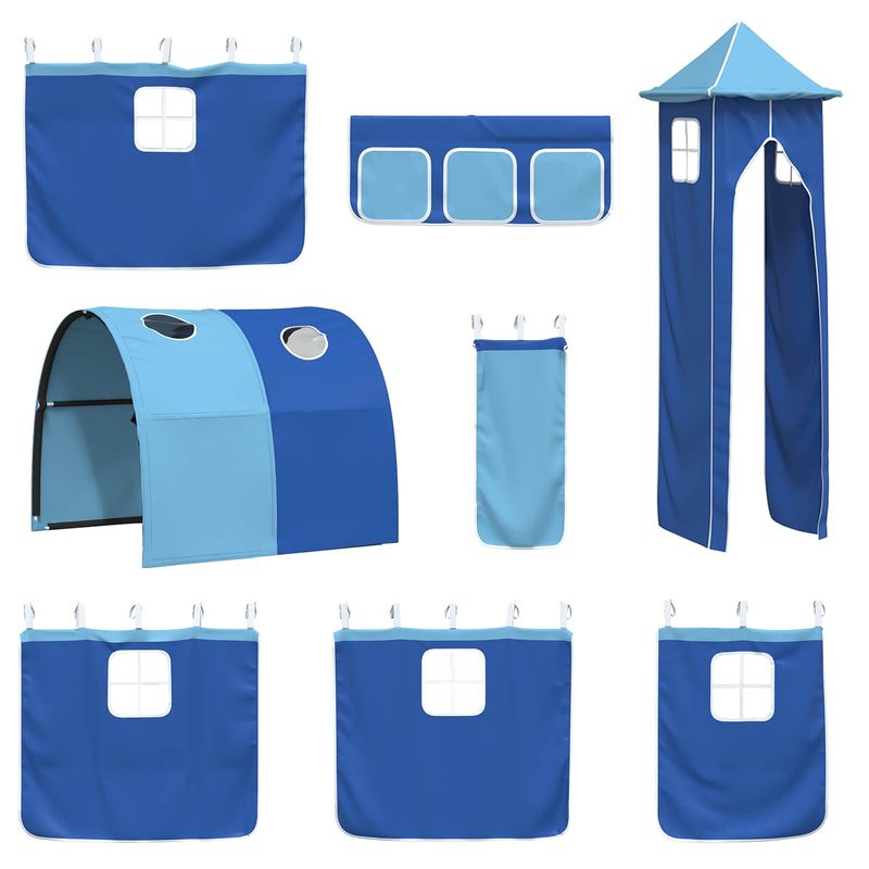 Casa si Gradina - Mobilier - Paturi si accesorii - Paturi - Cadru de pat inalt pentru copii cu perdele, arc, tobogan, turn - Infinity.ro