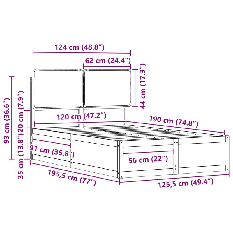 Casa si Gradina - Mobilier - Paturi si accesorii - Paturi - Cadru de pat cu tablie tapitata cu headboard Negru 120 x 190 cm - Infinity.ro