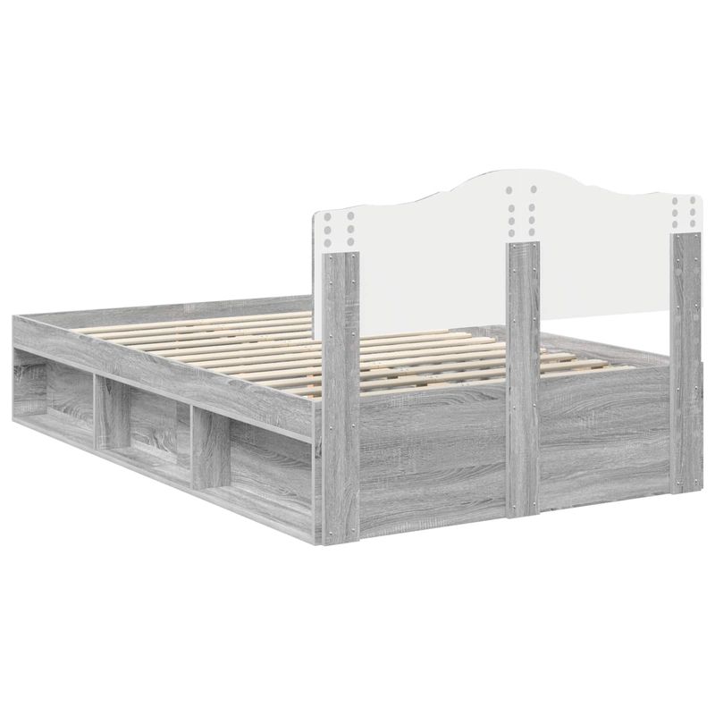 Casa si Gradina - Mobilier - Paturi si accesorii - Paturi - Cadru de pat Gri Sonoma 120 x 200 cm Lemn de pin masiv - Infinity.ro