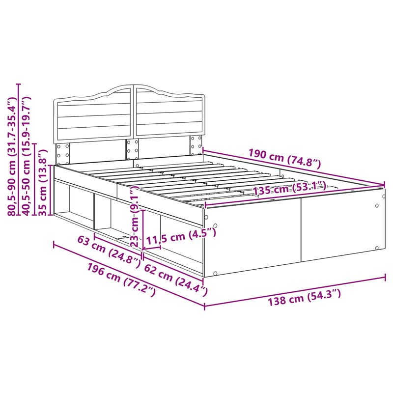 Casa si Gradina - Mobilier - Paturi si accesorii - Paturi - Cadru de pat Lemn vechi 135 x 190 cm Lemn de pin masiv - Infinity.ro