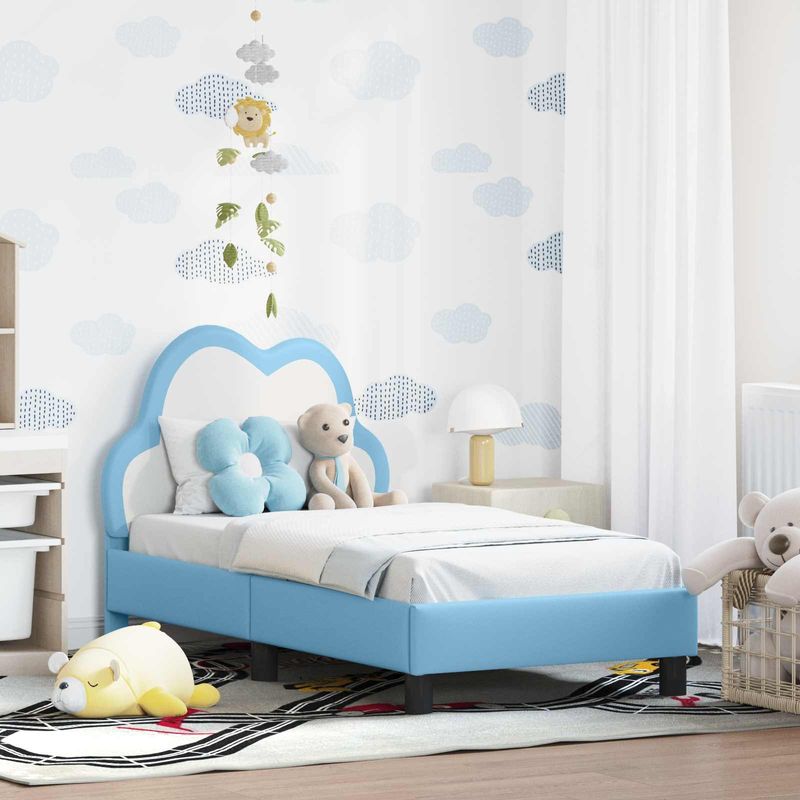 Casa si Gradina - Mobilier - Paturi si accesorii - Paturi - Cadru de pat pentru copii cu spatar albastru 70 x 140 cm PU - Infinity.ro