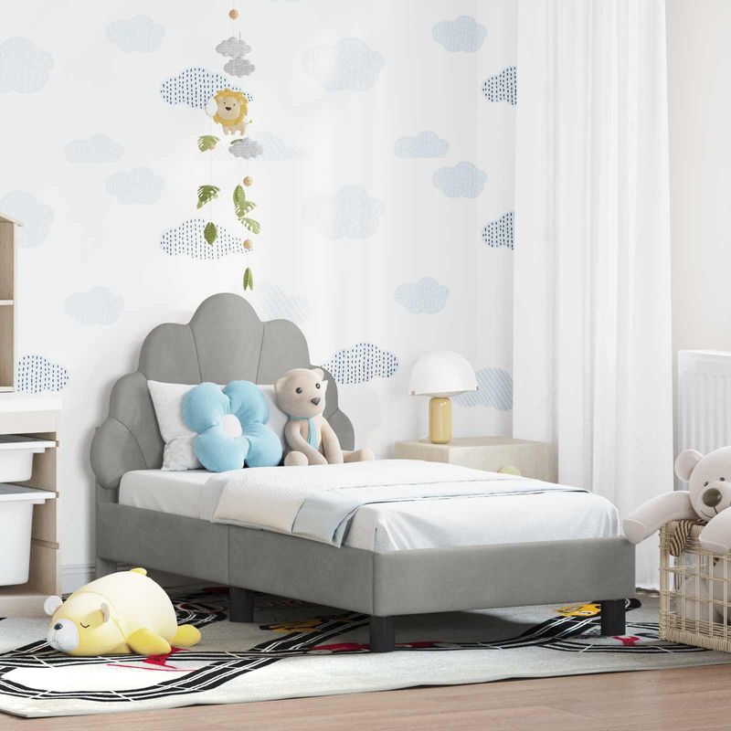 Casa si Gradina - Mobilier - Paturi si accesorii - Paturi - Cadru de pat pentru copii cu spatar Gri deschis 70 x 140 cm - Infinity.ro