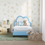 Casa si Gradina - Mobilier - Paturi si accesorii - Paturi - Cadru de pat pentru copii cu spatar albastru 70 x 140 cm PU - Infinity.ro